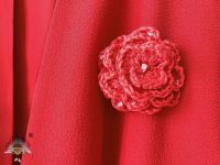 Háčkovaná brož růže - střední s korálky Dubový skřítek