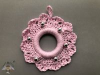 Háčkovaný mini věneček - - růžový Dubový skřítek