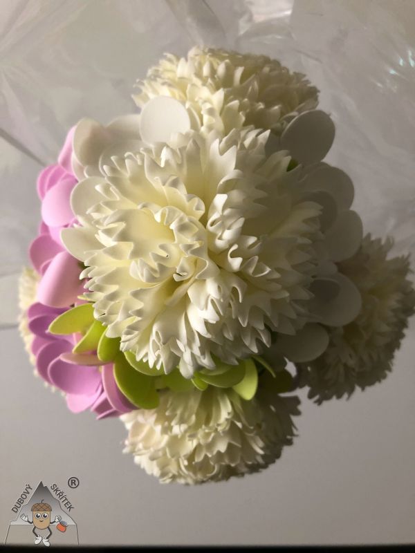 Mýdlová kytice Karafiát bílý s hyacintem 5 Dubový skřítek