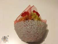 Mýdlová kytice v imitaci křišťálové misky červená Dubový skřítek