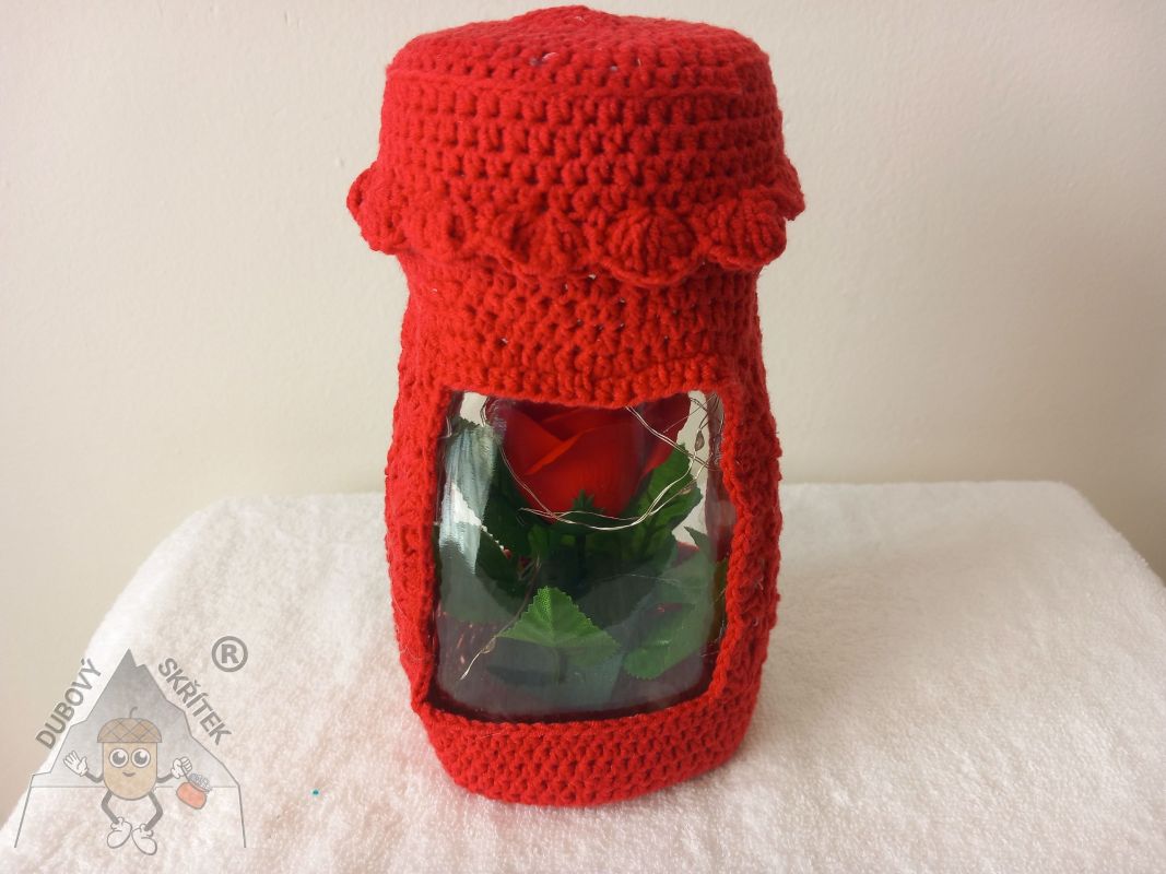 Mýdlová růže ve svítící sklenici - červená