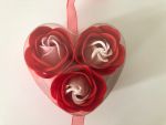 Mýdlové květy červená růže srdíčko - sada 3 ks