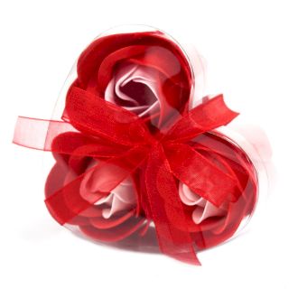 Mýdlové květy červená růže srdíčko - sada 3 ks