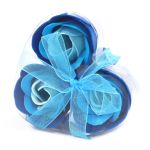 Mýdlové květy modrá růže srdíčko - sada 3 ks