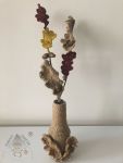 Váza z juty s háčkovanou dubovou větvičkou Dubový skřítek