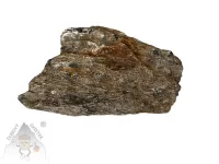 Almandin granát – přírodní surový kámen s krystaly Almandin granát – surový kámen s tmavými krystaly v hornině