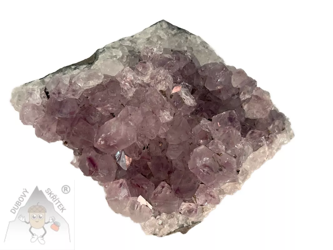 Přírodní ametystová drúza s fialovými krystaly