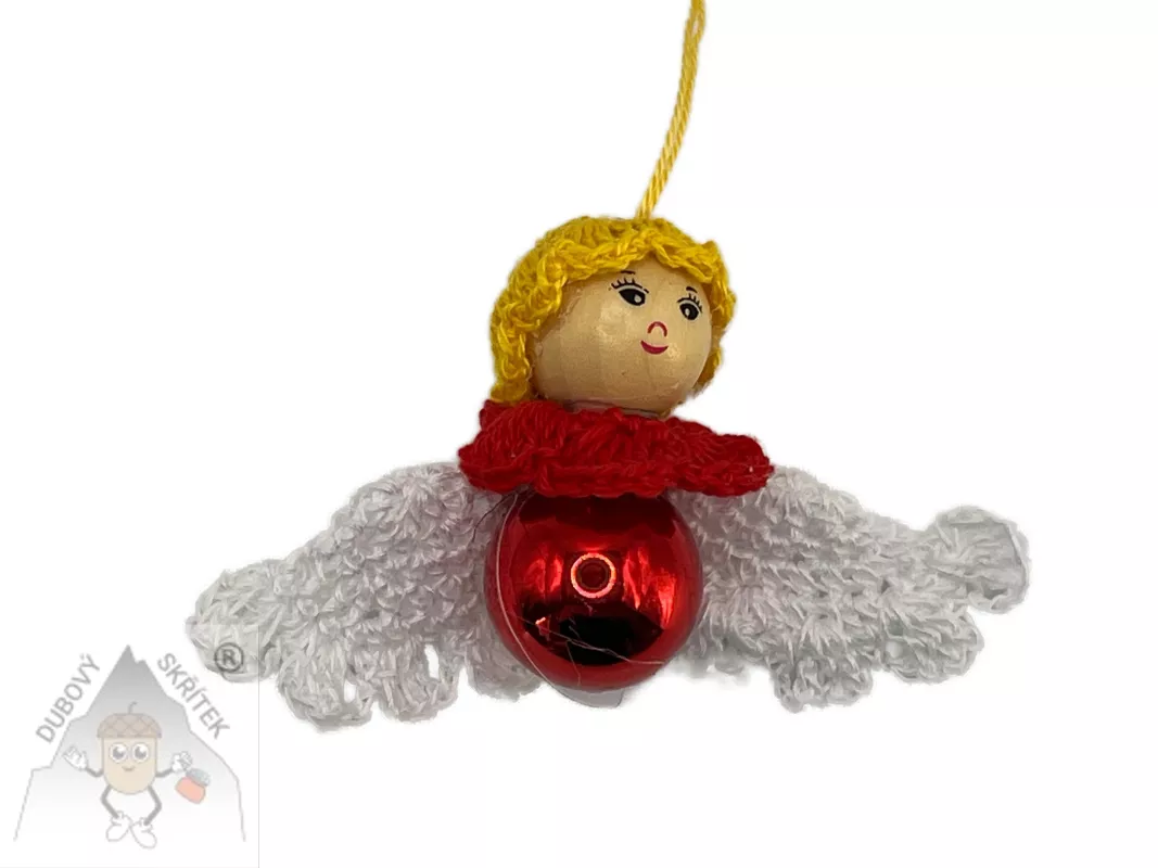 Andělíček z baňky – jemná ruční dekorace na vánoční stromeček Dubový skřítek