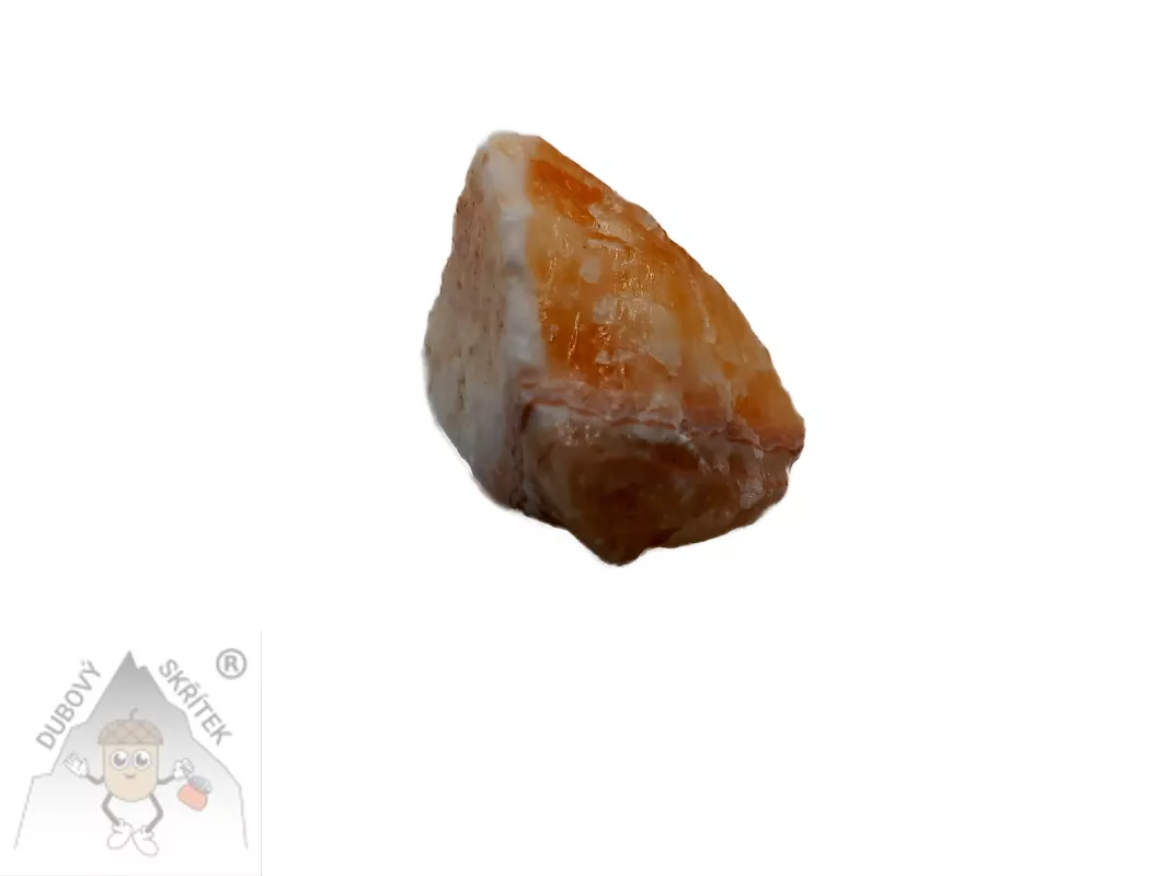 Surový kámen oranžového kalcitu s výraznou oranžovo-bílou kresbou