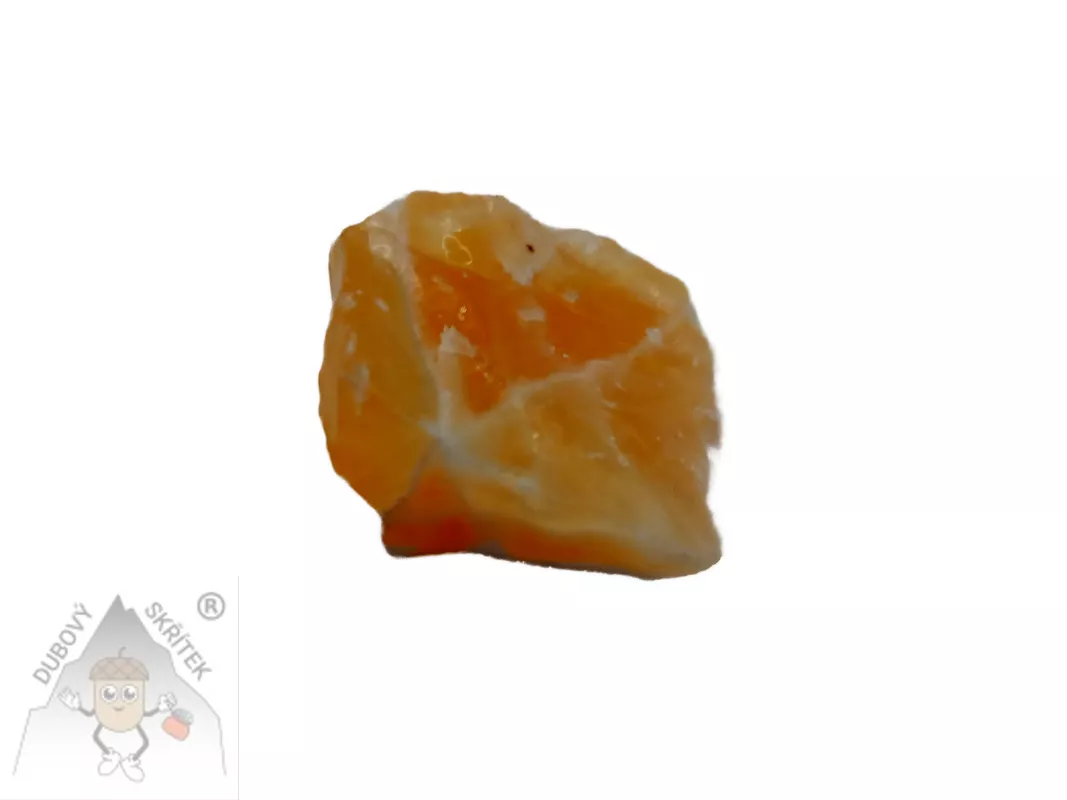 Surový kámen oranžového kalcitu s výraznou oranžovo-bílou kresbou