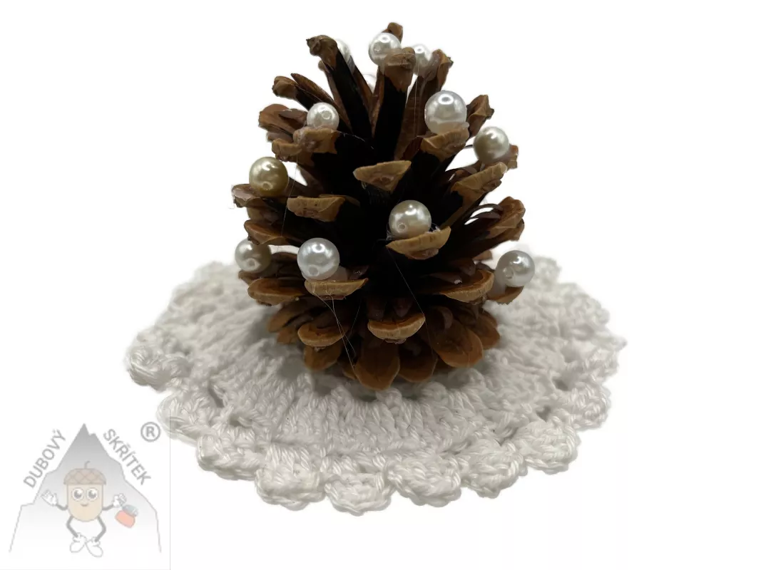 Stromeček z borové šišky bílý - přírodní kouzlo Vánoc Dubový skřítek Stromeček z borové šišky bílý - přírodní kouzlo Vánoc