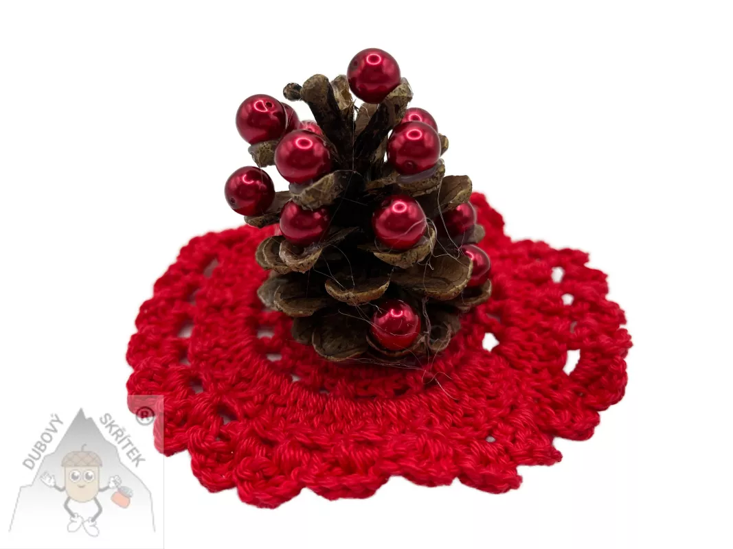 Stromeček z borové šišky červený - přírodní kouzlo Vánoc