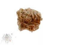 Vanadinit – přírodní minerál se zlatavými krystaly na růžovém podkladu