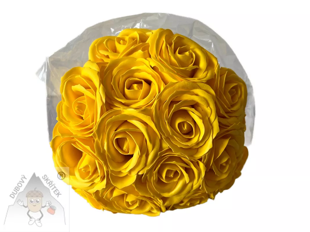 Luxusní kytice sytě žlutých mýdlových růží – elegantní voňavý dárek