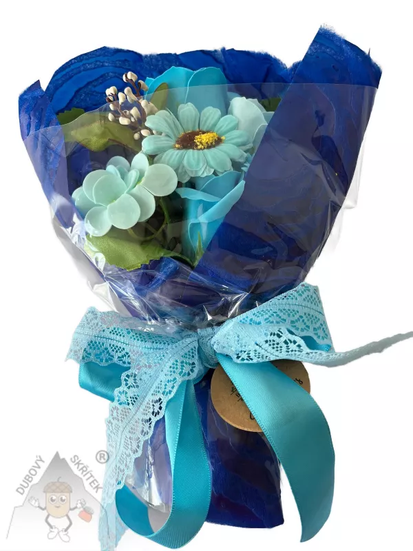 Mýdlová kytice v modrém – luxusní dekorace a voňavý dárek