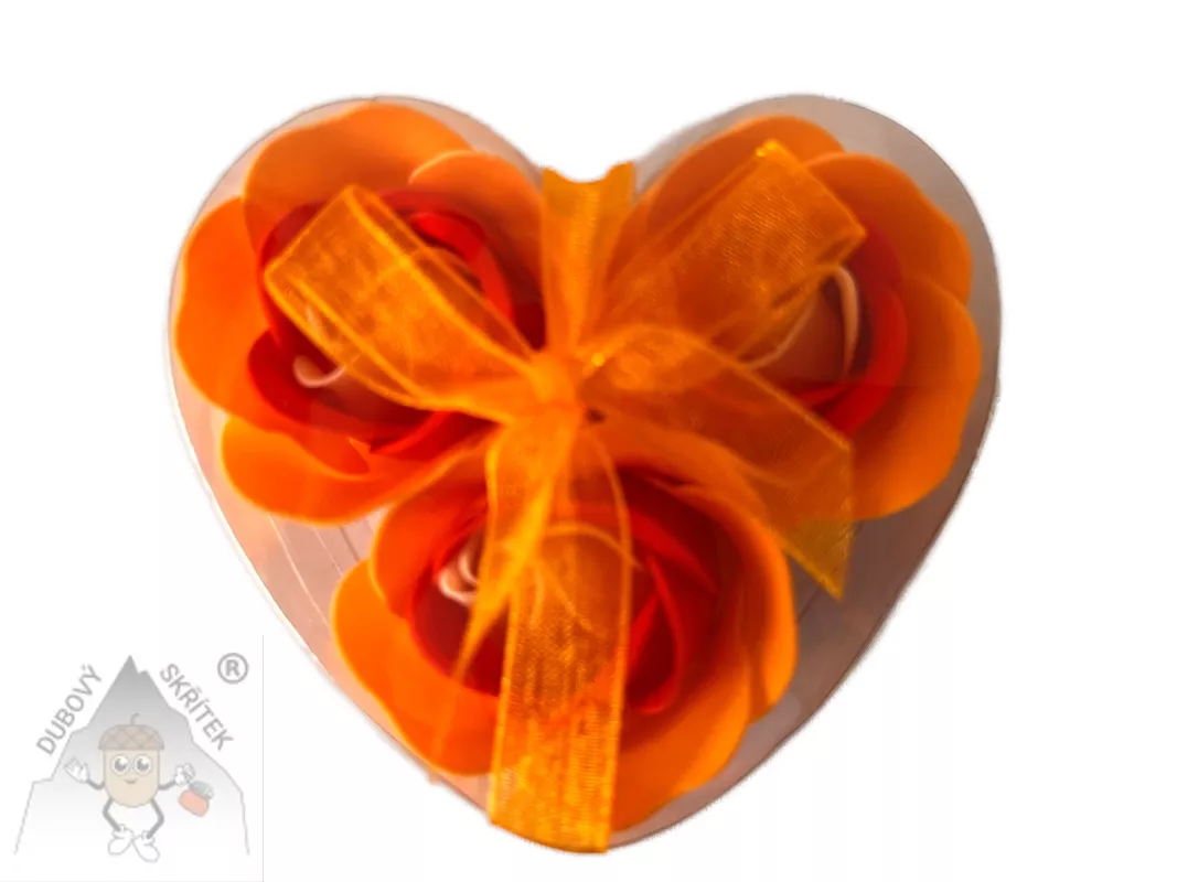 Mýdlové růže v srdíčku – broskvová dárková sada