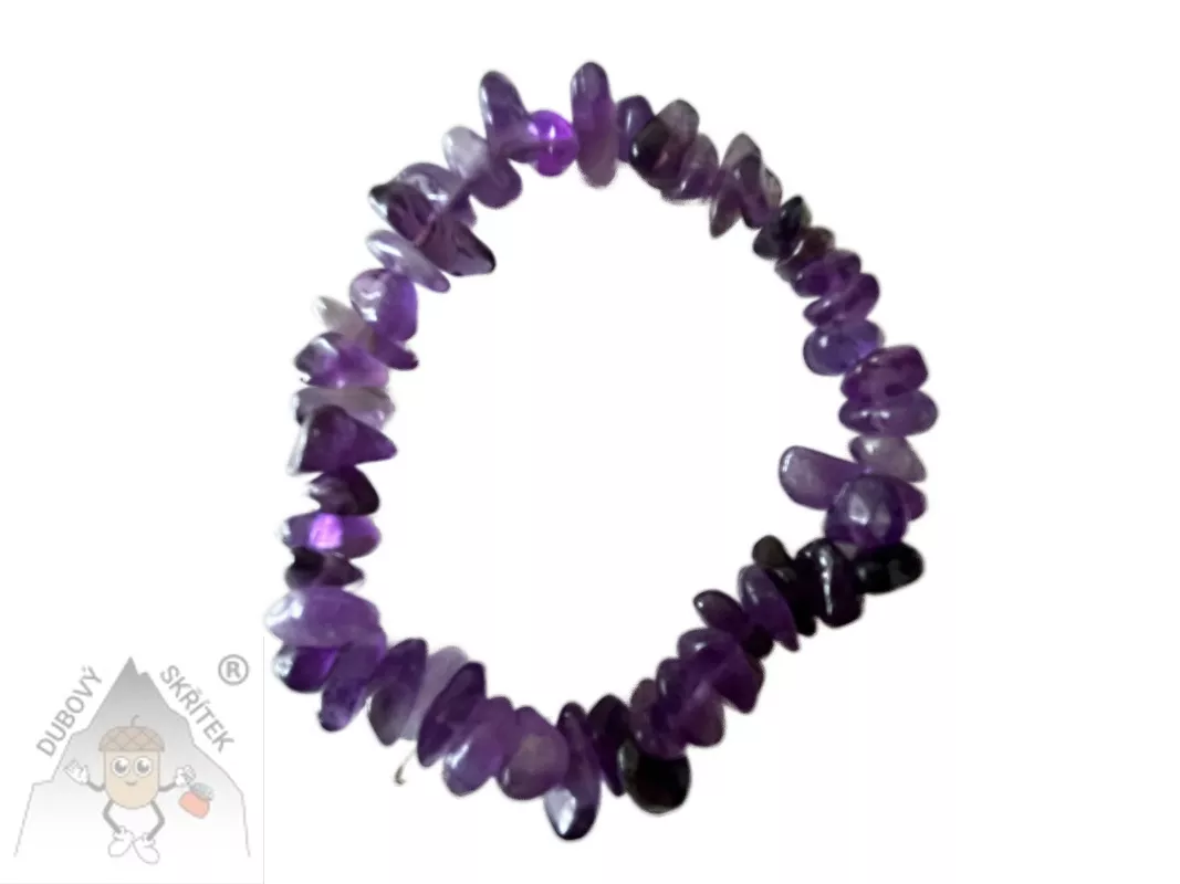 Náramek z ametystu – sekané kameny na elastické gumičce 
