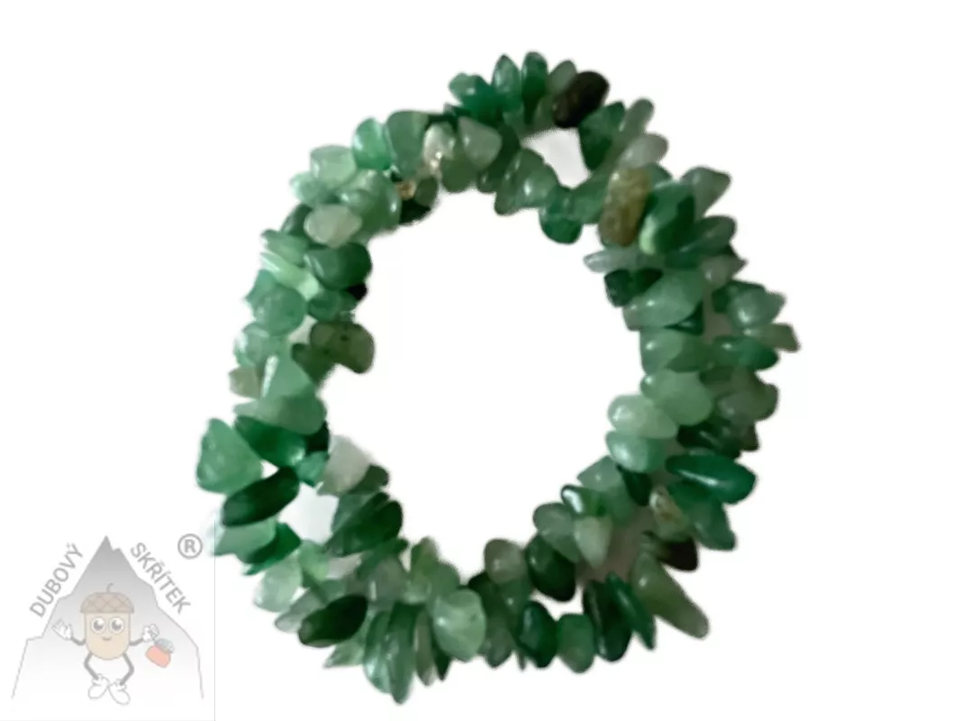 Náramek z avanturínu – sekané zelené kameny na elastické gumičce