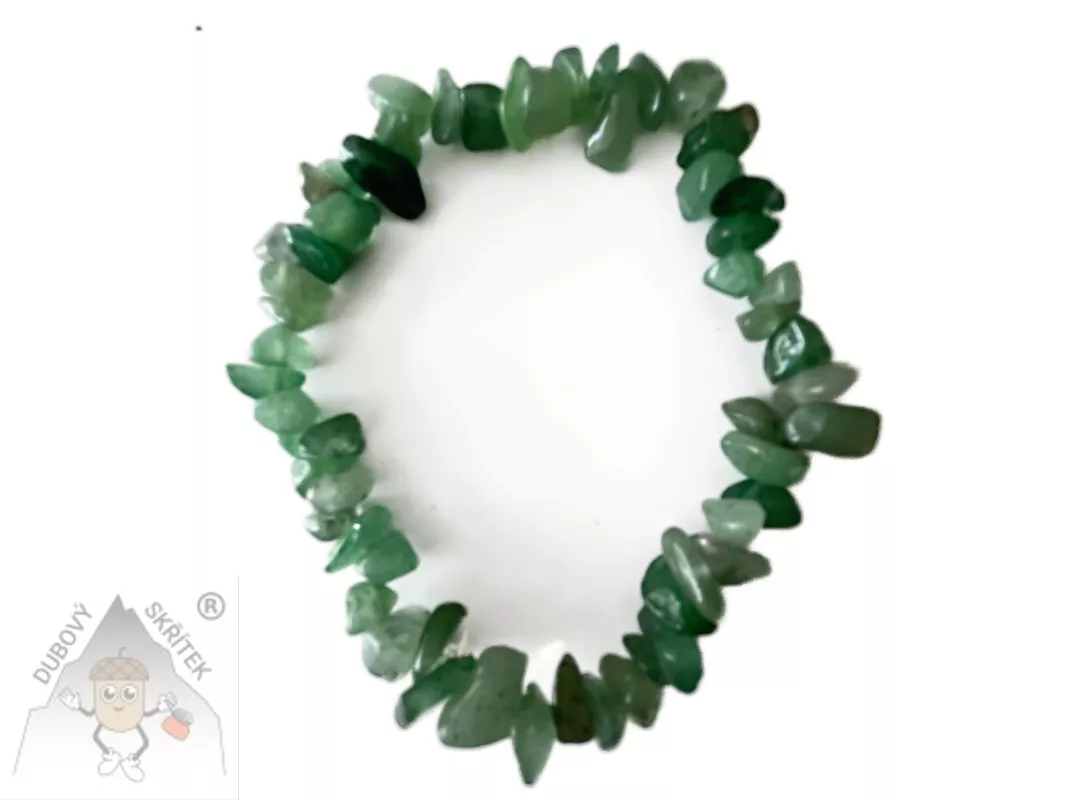 Náramek z avanturínu – sekané zelené kameny na elastické gumičce