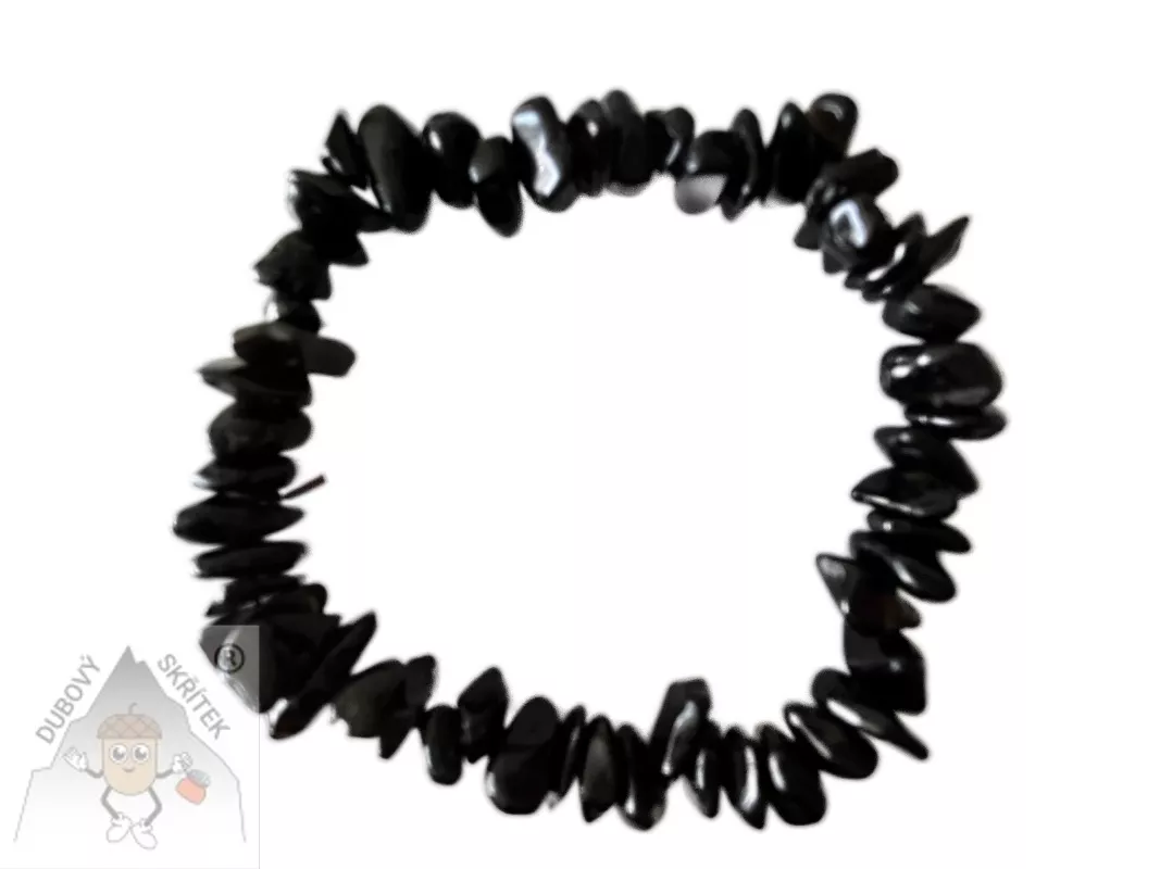Achátový náramek z nepravidelných černých kamenů – sekané kameny na pružné gumičce