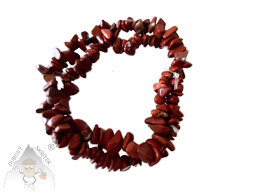 Pružný náramek z červeného jaspisu ze sekaných přírodních kamínků