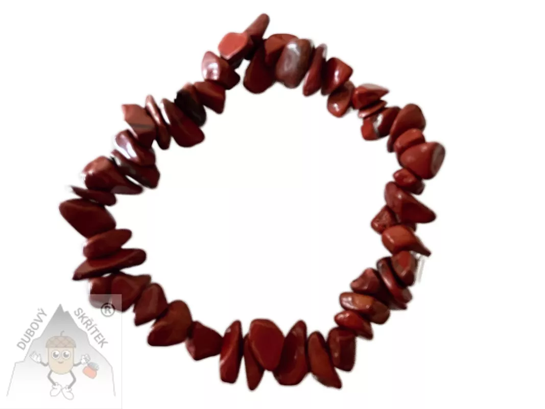 Pružný náramek z červeného jaspisu ze sekaných přírodních kamínků