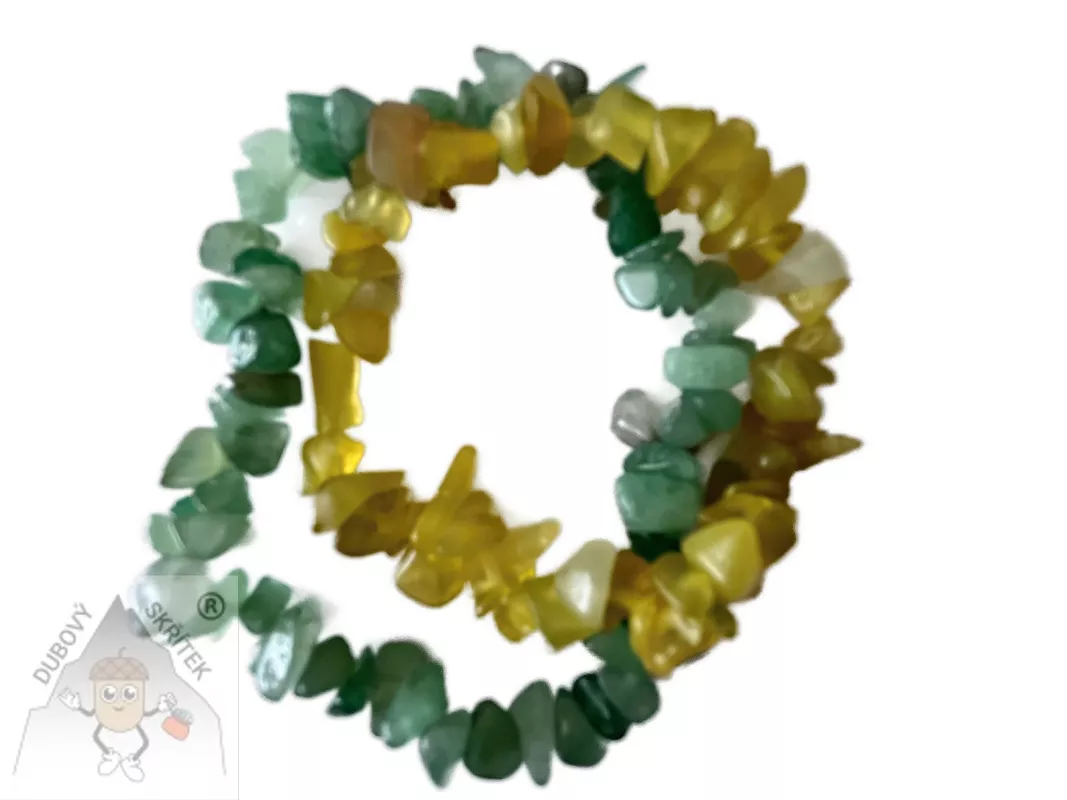 Dvojitý náramek z citrínu a avanturínu – sekané kameny na elastické gumičce