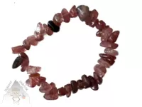 Pružný náramek z jahodového křemene ze sekaných přírodních kamínků