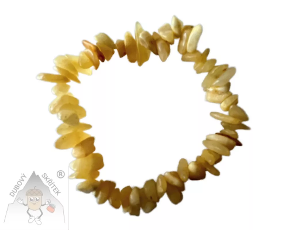 Pružný náramek z medového kalcitu ze sekaných přírodních kamínků