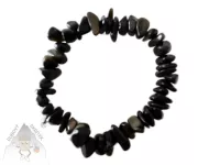 Pružný náramek z obsidiánu ze sekaných přírodních kamínků